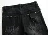 Jeans noirs extensibles pour hommes, nouveaux badges déchirés, styliste de mode, coupe Slim lavé, pantalon en Denim de moto, à panneaux Hip HOP, 300G