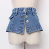 Riemen vrouwen Runway Fashion Blue Denim Cumberbanden Vrouwelijke Jurk Korsetten Tailleband Decoratie Brede Riem TB1382