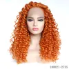 Laranja cor encaracolado sintético laço-frontal peruca simulação cabelo humano perucas dianteiras perruques de cheveux humanos 180808-tf2202 #