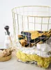 Nordic creative simple gold metal storage basket hamper clothing sundries toys food storage basket home T200224