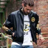 Mens Leather Jackor 2019 Bomber Faux Leather Jackor Red Black PU Outwear Gold Wings Broderi Punk Motorcycle Slim Coat W91