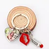 DIY SUBLIMATIE LANG Keychains Red Lip Lipstick Heart Ronde Legering Verzilde ontwerper Keychain voor vrouw Wallet Handtas Carabiner Keychains Car Key Rings cadeau