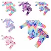 Designer Baby Girls Clothing krawat farbowanie noworodków spodnie Romper 2 sztuk Zestawy Wzburzyć Niemowlę Dziewczyna Stroje Baby Boutique Odzież 5 Projekty DW6066