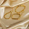 Paperclip Chain Bracelet Gold Color Stainless Steel Rectangle Link Cable Dainty Women Girls Layering Jewelry 2202228413586