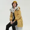 Bosideng Ny Mid-Length Women's Fashionable Down Jacket Kvinna Vinter Enkel Varm Coat Hooded Warm Tjockad Outwear 201019