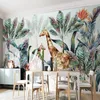 Пользовательские 3D обои Современный лес тропических растений Листья Жираф животных Фотообои Гостиная ТВ стены спальни наклейки 3 D