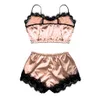 Sexy soie Satin noir gaze Lingerie ensembles sous-vêtements érotiques slips bébé poupées porno Homewear chemises de nuit Temptation2878