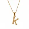 Bamboe initiële ketting, 18K vergulde roestvrij staal kleine gepersonaliseerde brief hanger monogram Naam Naam Kettingen voor vrouwen meisjes