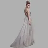 セクシーな深いVネックサイドの分割ロングイブニングドレス2022新しい到着背中のスパークレーハイスリットAbendkLeider Lang Prom Dress
