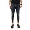 Wholesale Fashion Denim Men's skinny ripped jeans Korean trend slim ankle length brand feet pants casual pencil trousers 201128