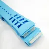 25mm Baby Blue Watch Band 20mm Folding Clasp Rubber Strap For RM011 RM 50-03 RM50-01291m