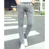 Été mode coton lin pantalons hommes printemps été couleur unie pleine longueur slim fit taille basse hommes pantalons décontractés 201118