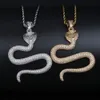 Hip Hop – collier avec pendentif serpent Animal pour hommes, chaîne de Tennis de 4mm, couleur or argent, Zircon cubique scintillant, bijoux 2444