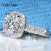 Transgems 5 Karat ct Verlobungs-Hochzeits-Moissanit-Diamantring mit Lab-Diamant-Akzenten, echtes 14K 585 Weißgold Y200620
