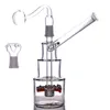 Two functions Glass oil burner Bong Recycler Oil Rig 8inch cake shape ash catcher bong inline matrix per with 14mm glass oil burner pipe