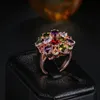 Anelli a grappolo Emmaya Design unico Vendita superiore Colore oro rosa Zircone colorato Matrimonio Bijoux Fiore Gioielli per le donne Regalo Party1