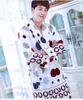 Mens Coral Fleece Pajamas 수컷 두꺼운 플란넬 목욕 가로 Longleveeve 성인 목욕 가운 산호 양털 잉글리쉬 레저 D2095 201009