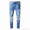 2022 designer jeans abbigliamento pantaloni uomini donne a magliette pantera stampa dell'esercito verde distrutto maschile sottile dritto motociclista skinny jean n8we