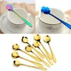 Aihogard 8pcs / Lot Cucharas de azúcar de café Cuchara de té de postre de hielo de acero inoxidable creativa Forma de flor Juego de vajilla elegante H jllgvo