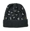 Women Pompom Beanie Leopard Knitted Hat with Button Detachable Knitted Ponytail Hat Back Opening Woolen Warm Hat Sea Shipping LSK1781
