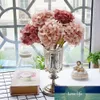European Silk Hydrangea Novos vasos de flores artificiais para casa decoração casamento plantas decorativas jardim grinalda de Natal material
