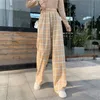 Plaid Pant's Pants Checkered Free Shopping Loose Straight Wide-leg Wild Casual 220226