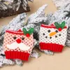 1Set Christmas Ving Glass Cover Set Wool Santa Claus Snowman Bottle Table Decorations For Home Dinner Party Y201020