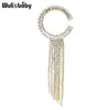 Wulibaby Tassel Brosches Kvinnor Shinning 2-Color Tjeckiska Rhinestone Office Party Brosch Pins Gifts Pins,