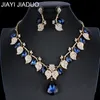 Jiayijiaduo bruids bruiloft sieraden set / crystal ketting oorbellen set klassieke bladtype voor vrouwen bruiloft sieraden ne + ea y200602