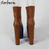 Sorbern Designer Kobiety Buty Blok High Heel Ladies Runway Boots Custom Multi Colors Platform Crystals Rices Sissy Boy Boot