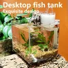 Aquariums Desktop Aquarium Starter Kit Small Fish Tank With Submersible Pump Filter Cotton Ecological Bottle Accessories 2022