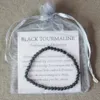 MG0010 Whole 4 mm A Grade Black Tourmaline Bracelet Mini Gemstone Black Bracelet Womens Energy Protection Jewelry254H