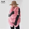 Tatyana Furclub 자연 조끼 코트 여성 진짜 여우 자켓 패션 따뜻한 소녀 모피 Y201012