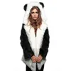 Höst och vinter New European And American Fur Collar Faux Fur Ladies Coat Hooded Ears Cartoon Plush Coat A0156