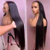 2022 Lace Fashion Plus Human Hair Wigs Lång Straight Brasilian Remy Hair Density Paryk för Black Women Pre