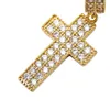 Hip Hop croix boucle d'oreille or argent mode hommes Double rangée Zircon croix glacé boucles d'oreilles 309w