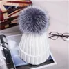 15cm Ball Women Winter Warm Caps Hats Female Ladies Cute Knitted Hats with Real Fur PomPom Ball Kids Boys Grils Warm Beanies4566990