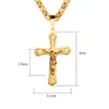 316L Stainless Steel Men Hip Hop Jewlery Byzantine Box Link Chain Necklace Cross Jesus Pendants 18K Gold Plated Diamond Punk Accessories