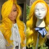 Yellow Wave Bob brazilian hair Lace Front Wigs 13X4 Pre Plucked Short straight synthetic Bob Wigs For Black Women Bleach Knots