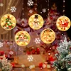 Christmas Tree Round Light LED Colorful Painting Hanging Ornament Battery Curtain Lights Pendant New Year Gift Party Decoration LSK1533