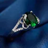 Banete Ringen Jóias de luxo Silver Sterling Real com 5*7mm Emerald Gemstone Women New Fashion Wedding Party Ring Y200321