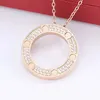 Fashion Brand Stainless Steel Jewelry with Zircon Round Ring Love Screw Pendant Necklace