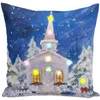 Cushion/Decorative Pillow Christmas Fairy Lights LED Cushion Cover Polyester Short Plush Covers Reindeer Blue Sky Decoration Gifts Pillow1