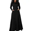 Autumn Collar Pocket Black Dress Black Rosso Long Sciarpa Grigio Goth Goth Donna Party Night Plus Size Natale