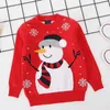 Christmas Clothes Knit Autumn Winter Korean Red Snowman Pullover Sweater Baby Boys Girls Children's Clothing 210521