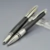 Luxo Black Carber Fiber Crystal Star Rollerball Pen Stationery Office Supplies escrevendo canetas de esfera suave como presente2785280
