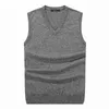Men Sleeveless Sweater Vest Male Autumn Spring Cotton Knitted Solid Vest Sweater Man Business V Neck Top Slim Fit 3XL 211221