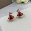 S925 silver luxurious quality fan shape with diamond and shell red agate for women engagement jewelry gift free shipping PS8621