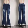 Weigou Ladies Flare Women Ripped Denim Skinny Pants Female Wide Leg Hole Jeans LJ201029