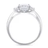 Transgems 18K 585 White Gold Engagement Ring Center 6X8mm F Color Emerald Cut 3 Stone Engagement Ring Y200620